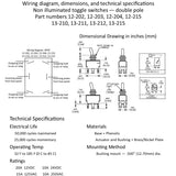 ON-ON TOGGLE SWITCH -- METAL LEVER -- DOUBLE POLE

METAL TABS OR SCREW TABS diagram
